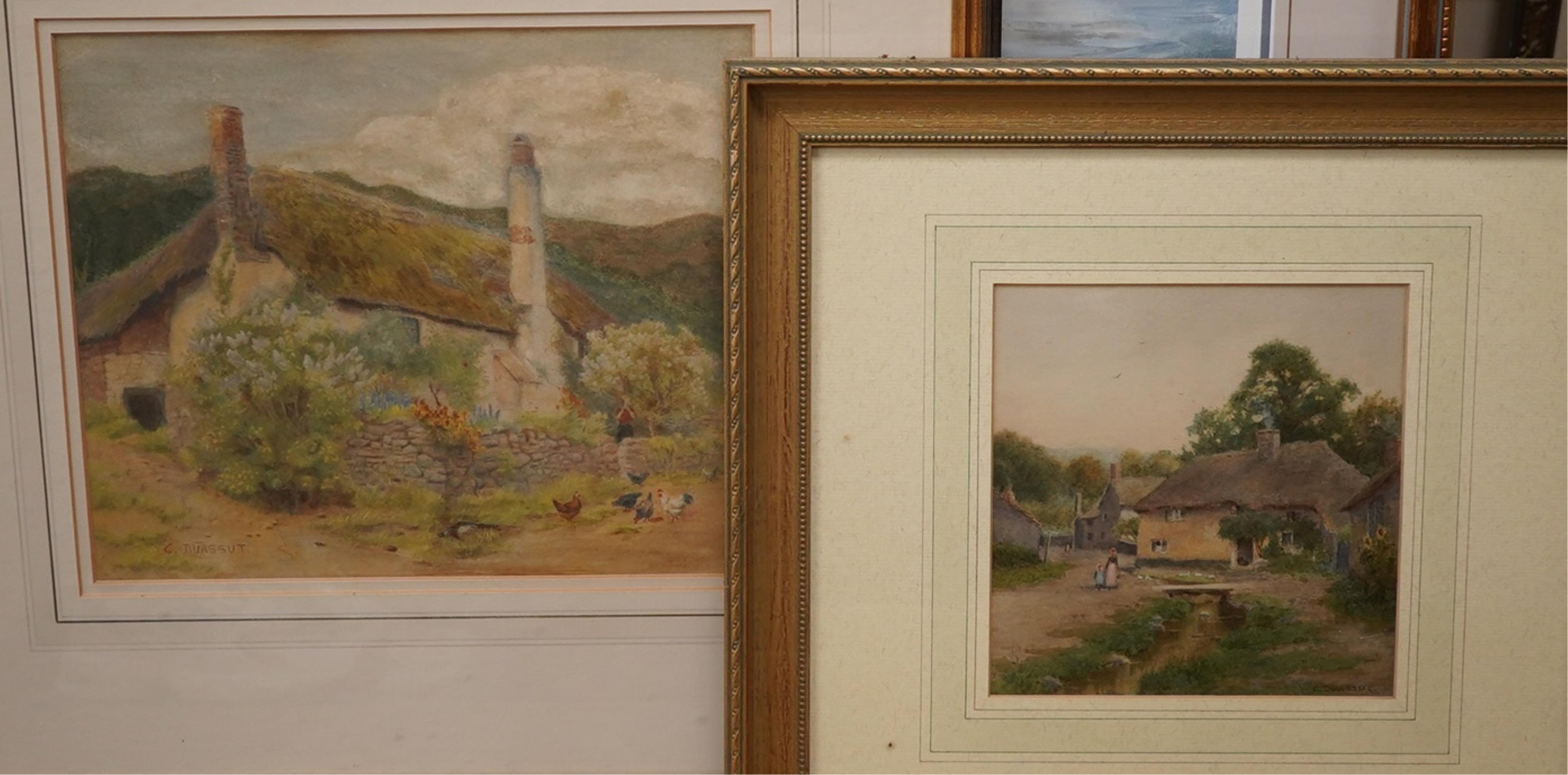 Curtius Duassut (fl.1889-1903), two watercolours, Cottage garden scenes, each signed, largest 24.5 x 30cm. Condition - fair